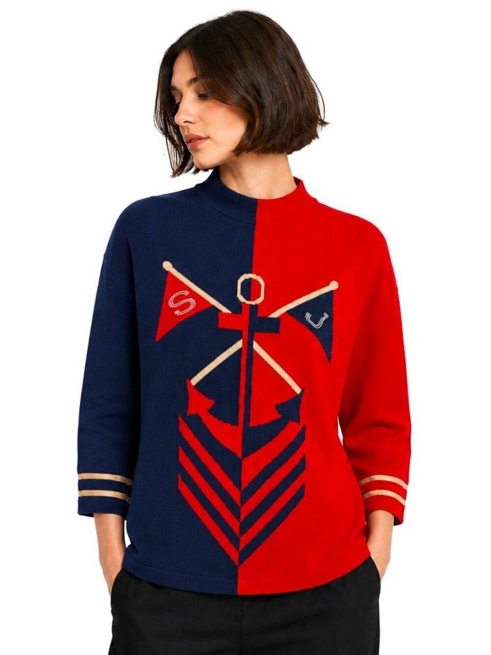 St. John Separates Nautical Metallic Mock Neck Sweater